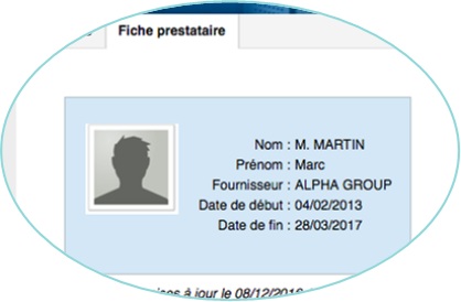 OBMS : écran fiche prestataire